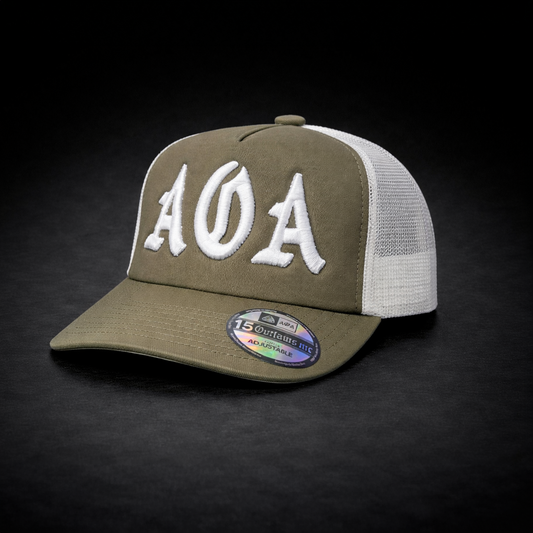 Casquette AOA Kaki and White broderie 3D