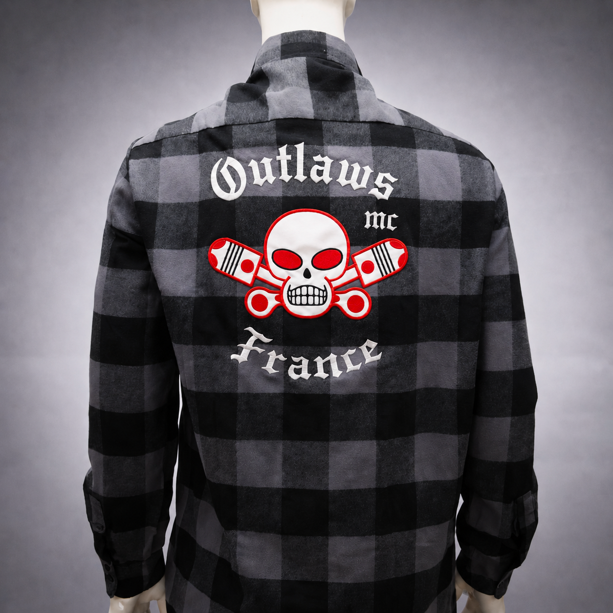 Chemise Flannel Black/Gray brodé Shirt Light Longsleeve