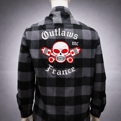 Chemise Flannel Black/Gray brodé Shirt Light Longsleeve