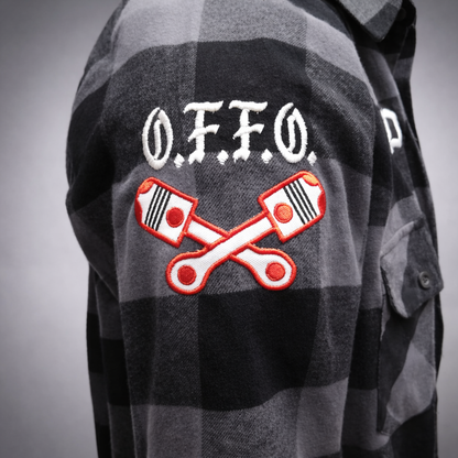Chemise Flannel Black/Gray brodé Shirt Light Longsleeve